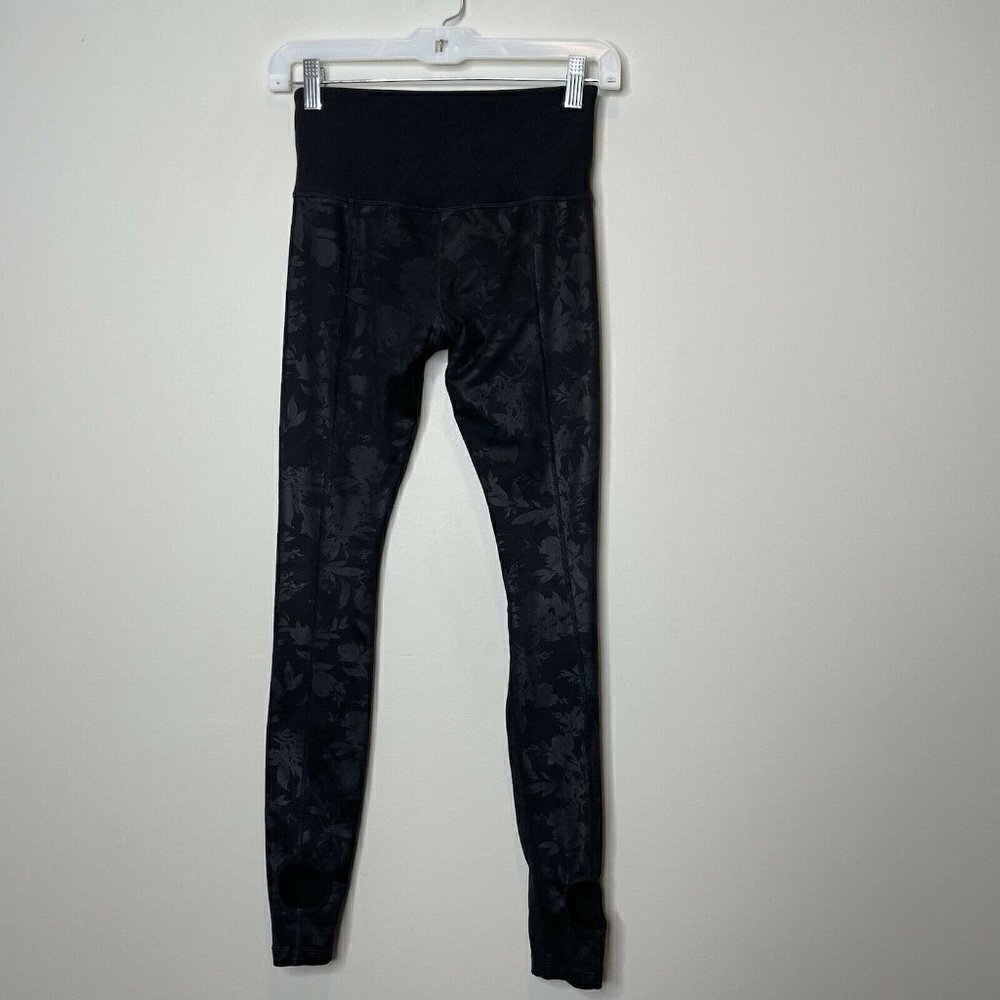 Athleta Midnight Garden Stirrup Leggings Size XSP Black Floral - Picture 8 of 12